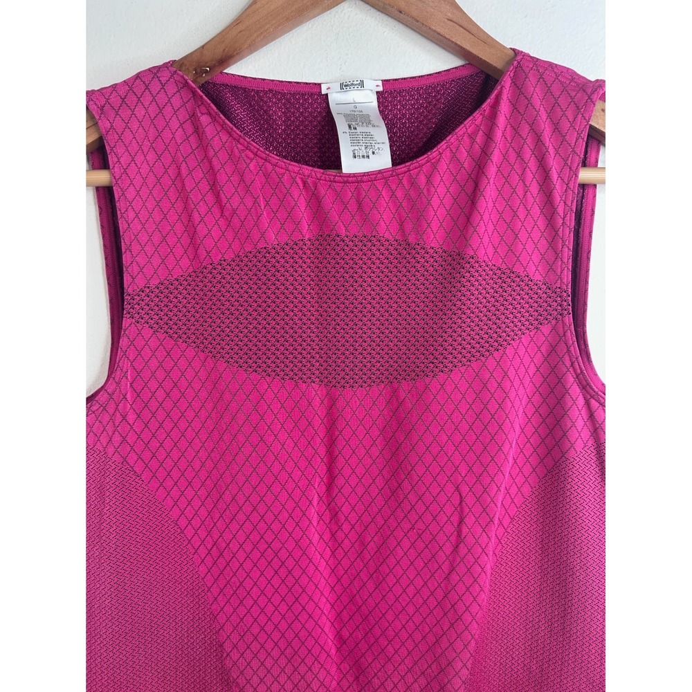 Wolford Seamless Geometric Diamond Knit Tank Top Sz L Pink Bodycon Tuckernuck - Picture 2 of 6